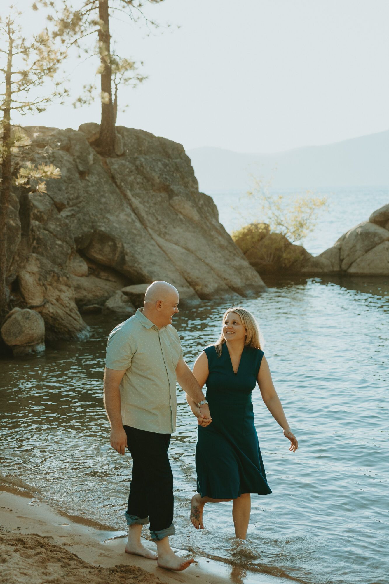 Laughing through the shallows of Lake Tahoe